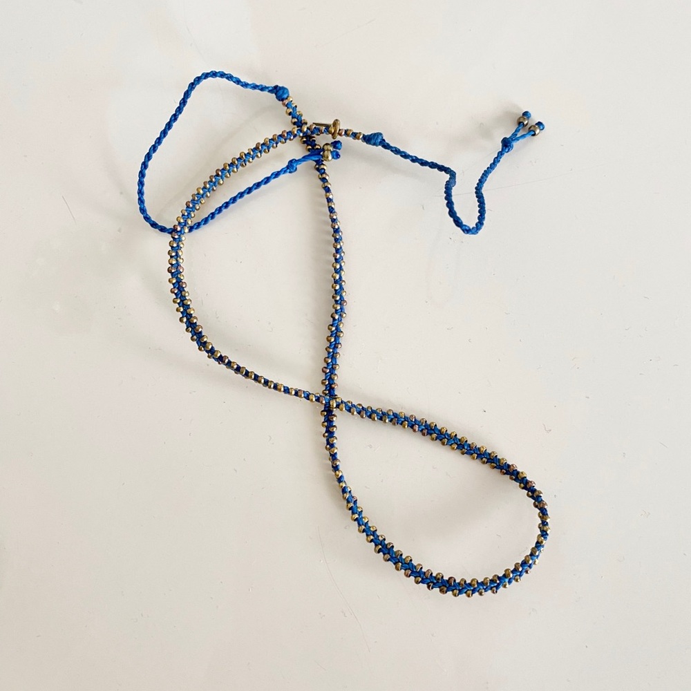 WAKAMI GUATEMALA BLUE GOLD WRAP BRACELET - Picture 3 of 6